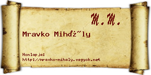 Mravko Mihály névjegykártya